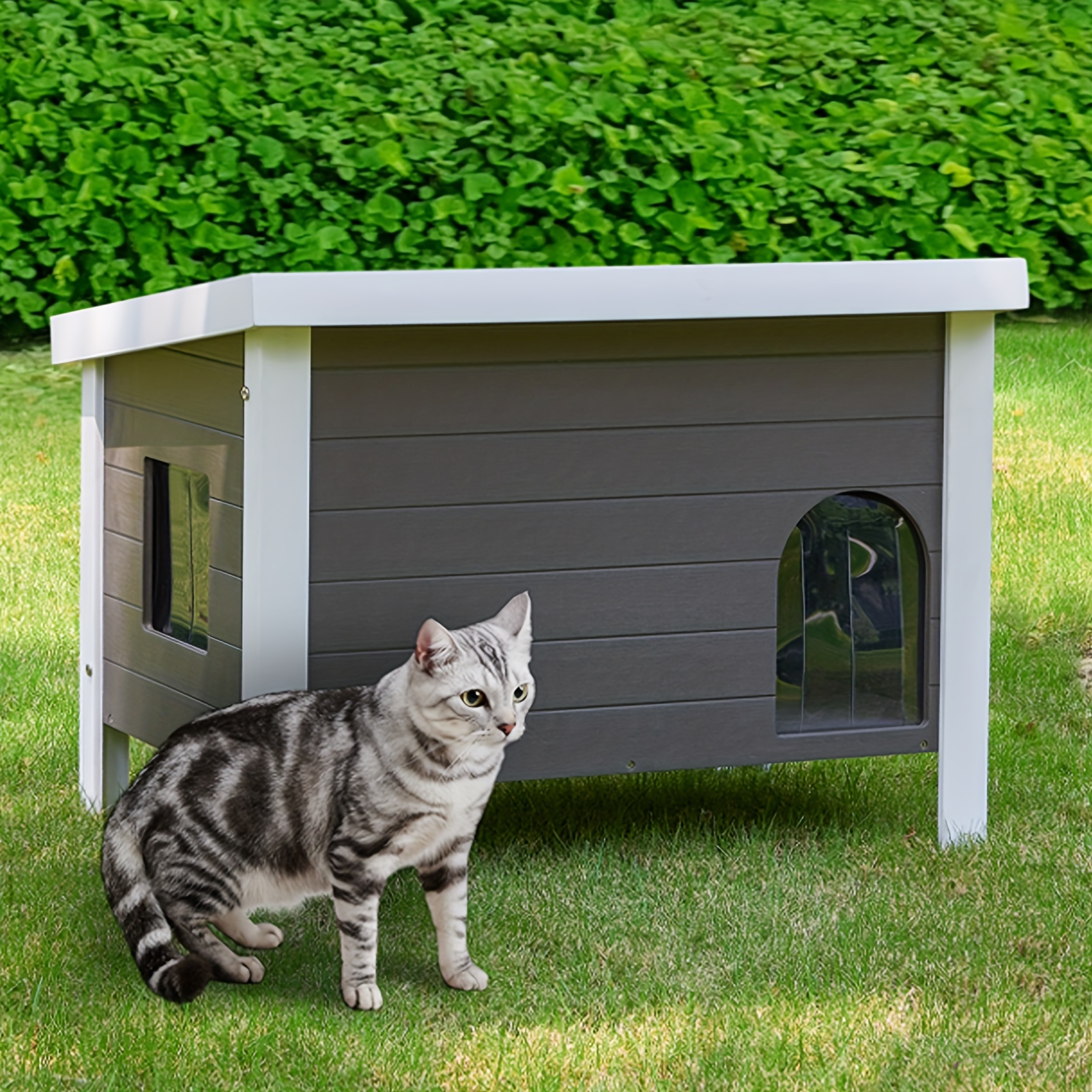 Sturdy Insulated Outdoor Cat House Escape Door Ps Material - Temu