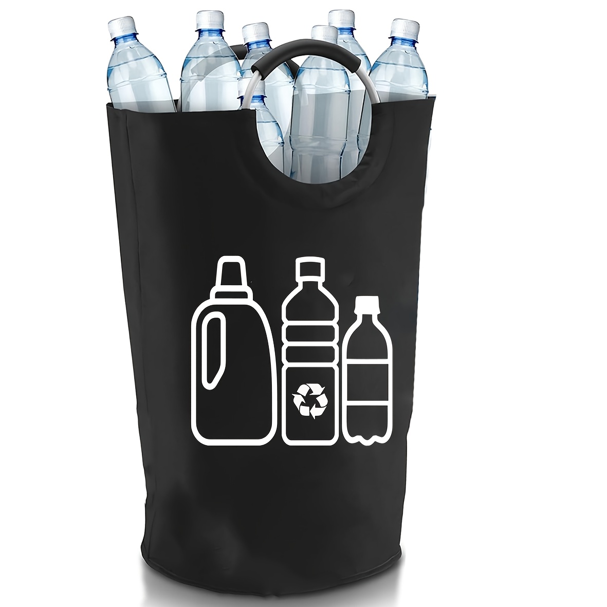 

Large Capacity Recycling Bin Bag, Foldable Indoor For Bottles, Glass, Paper, Plastic, Metal, Beverage Container Storage Basket, Cylindrical, No Electricity Needed, Organization