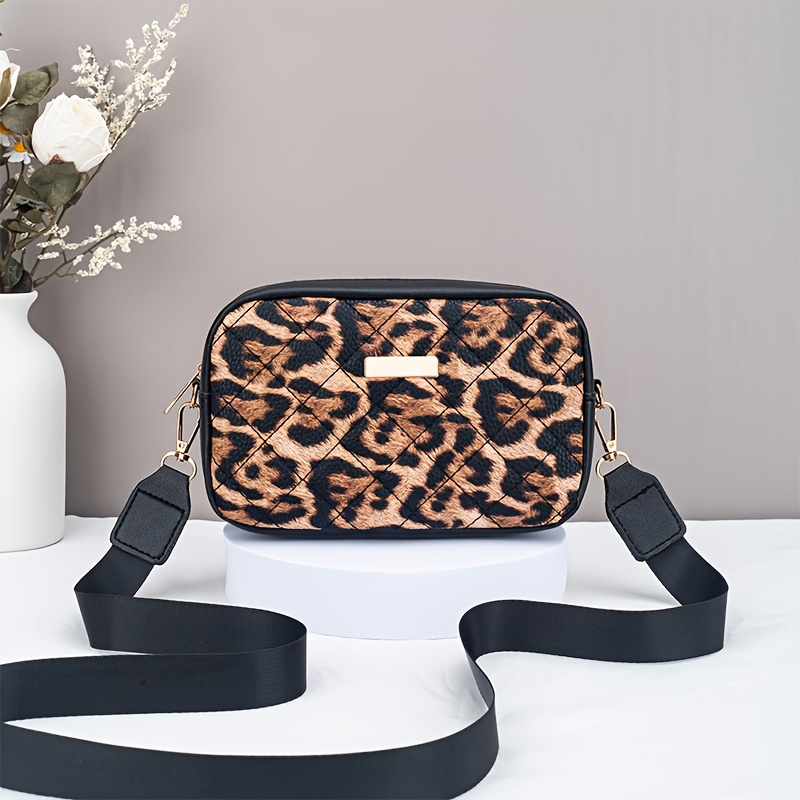 

[customer ] Chic Leopard & Diamond Quilted Crossbody Bag For Women - Fashion Shoulder Purse With Detachable Strap, Zip Closure, And Sparkle Accents - Perfect Christmas Gift