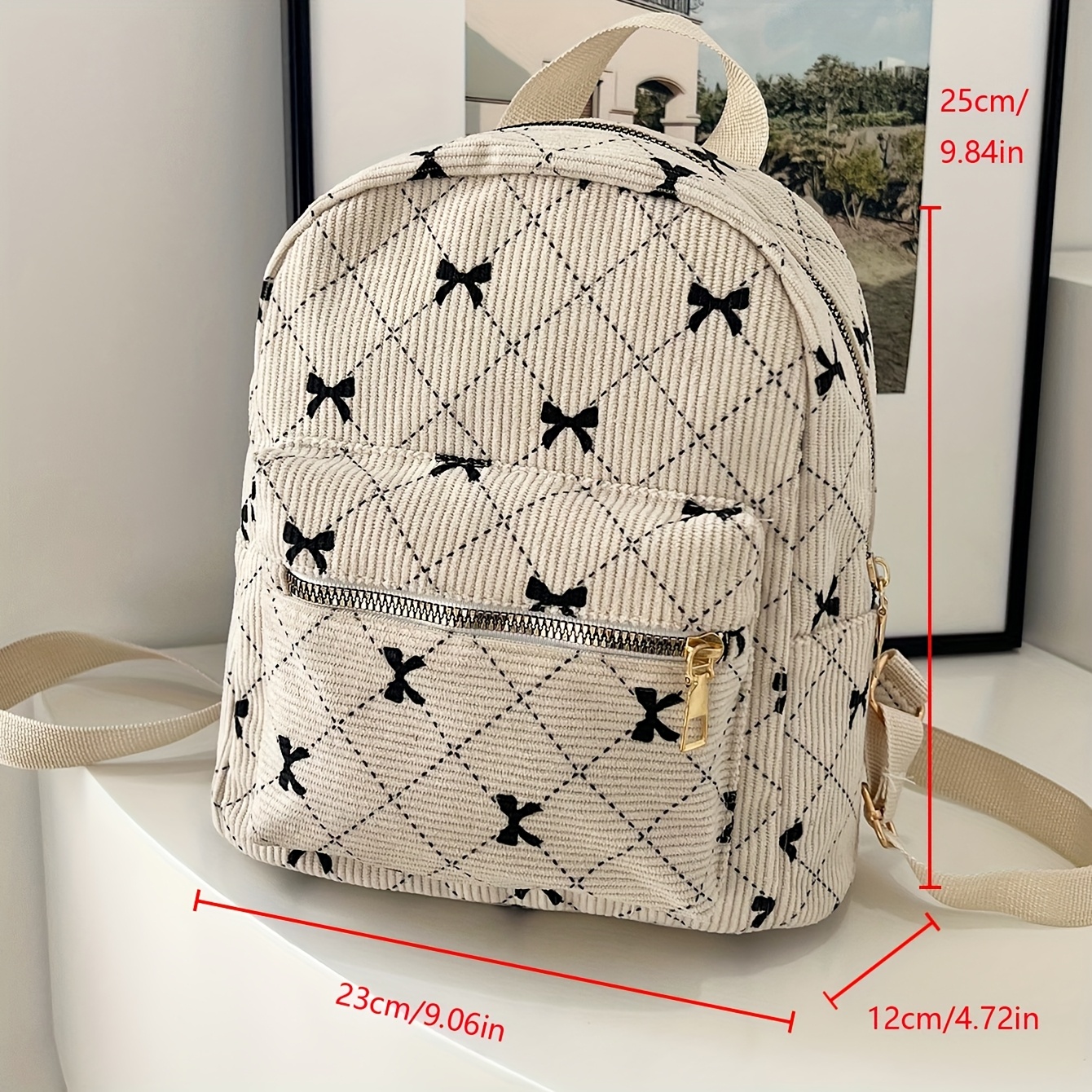 1pc trendy cherry print mini backpack women stylish nylon - Temu display picture 3