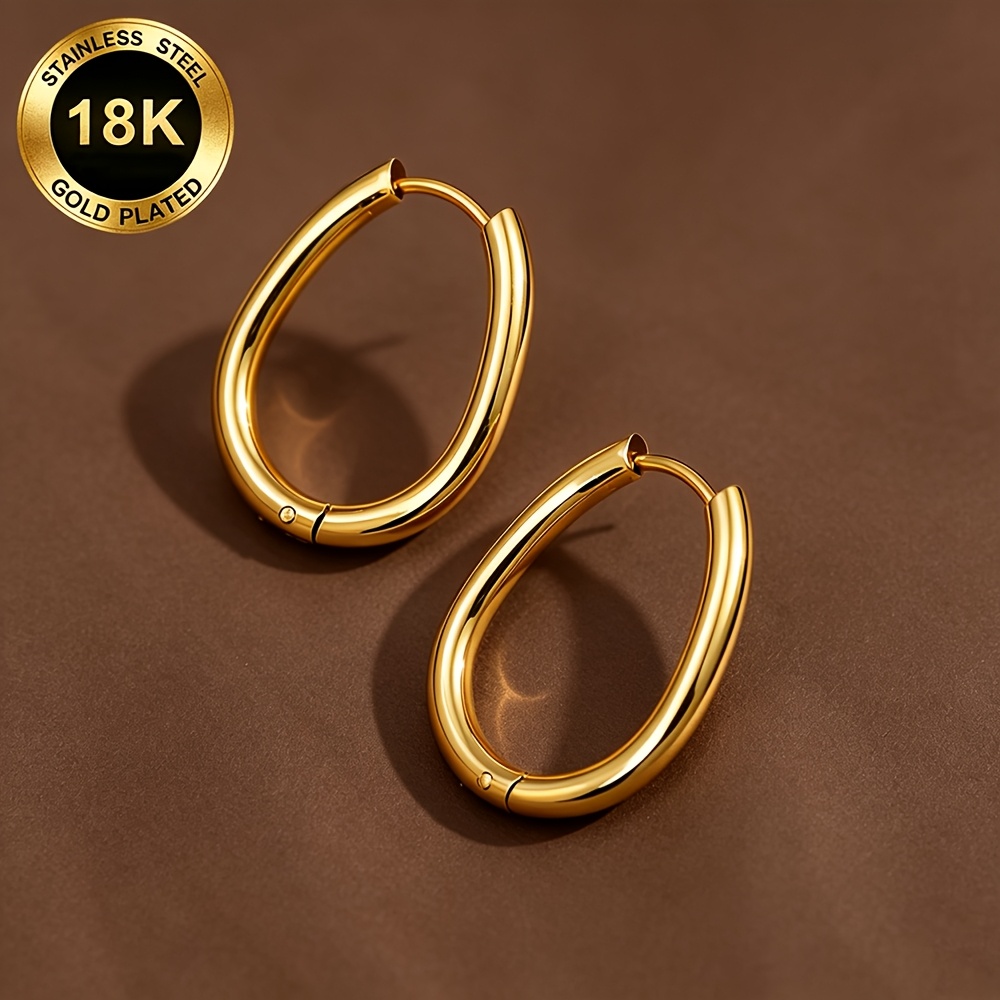 TEMU [1 Pair High-quality Steel, 18k Golden Plated Elegant Exquisite Earrings] Versatile Jewelry, High-end Accessory, Suitable For Daily Parties,