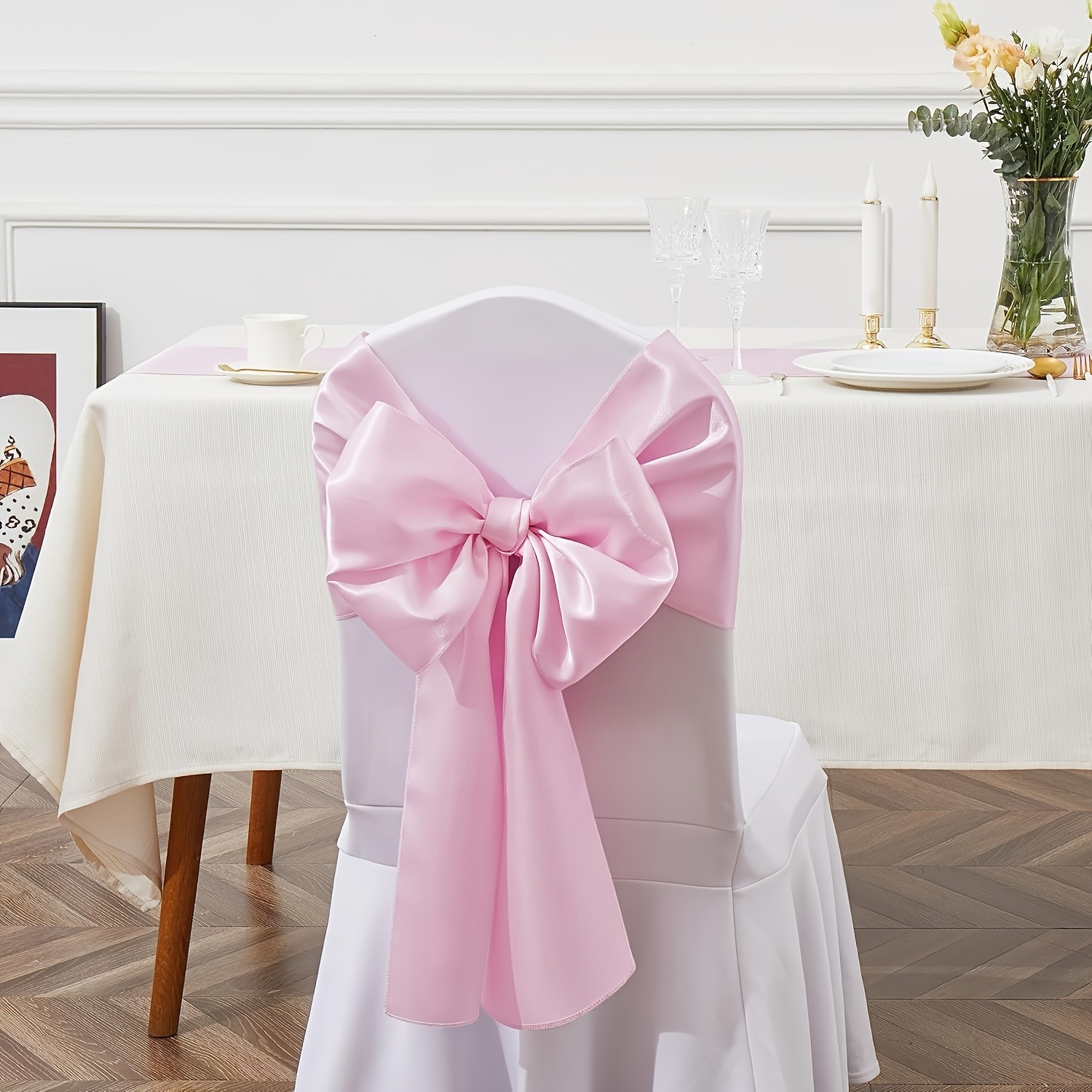 TEMU Confezione da 8 pezzi 17 X 275 cm Coprisedie in raso/Nodo/ decorativi adatti per feste, hotel, matrimoni, cerimonie, Halloween, stile , Natale,