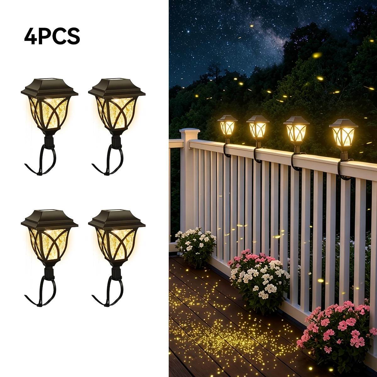 Hotu 2/4pcs Led Solar Cable Ties Lights, Suitable For Framed Swimming Pools, Trampolines, Backyard Decorations, Parties, Etc., Outdoor Deck Lights