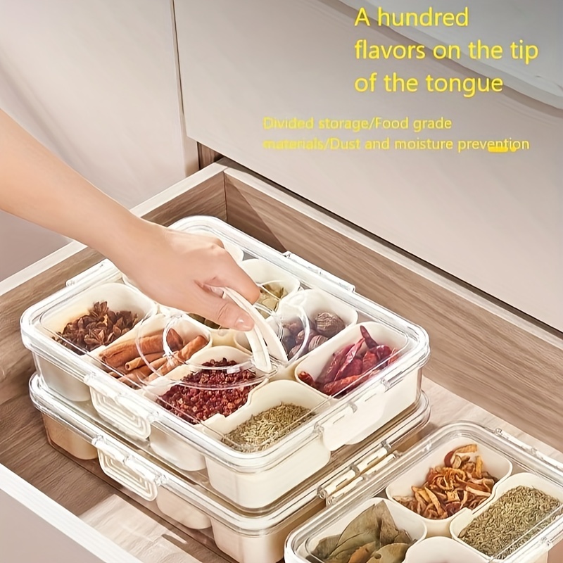 

Versatile 8-compartment Food Storage Container - Reusable, Durable Plastic Organizer For Fruits, Vegetables, Meat & Spices - Perfect For Kitchen Organization