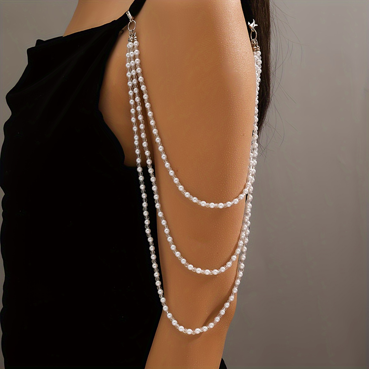 Image of 1 Strand Elegant Three-layer Acrylic Bead Necklace For Women - Versatile Formal Party Banquet Jewelry, Daily Wear Accessory, Necklace, Bohemian Style, Layered Jewelry