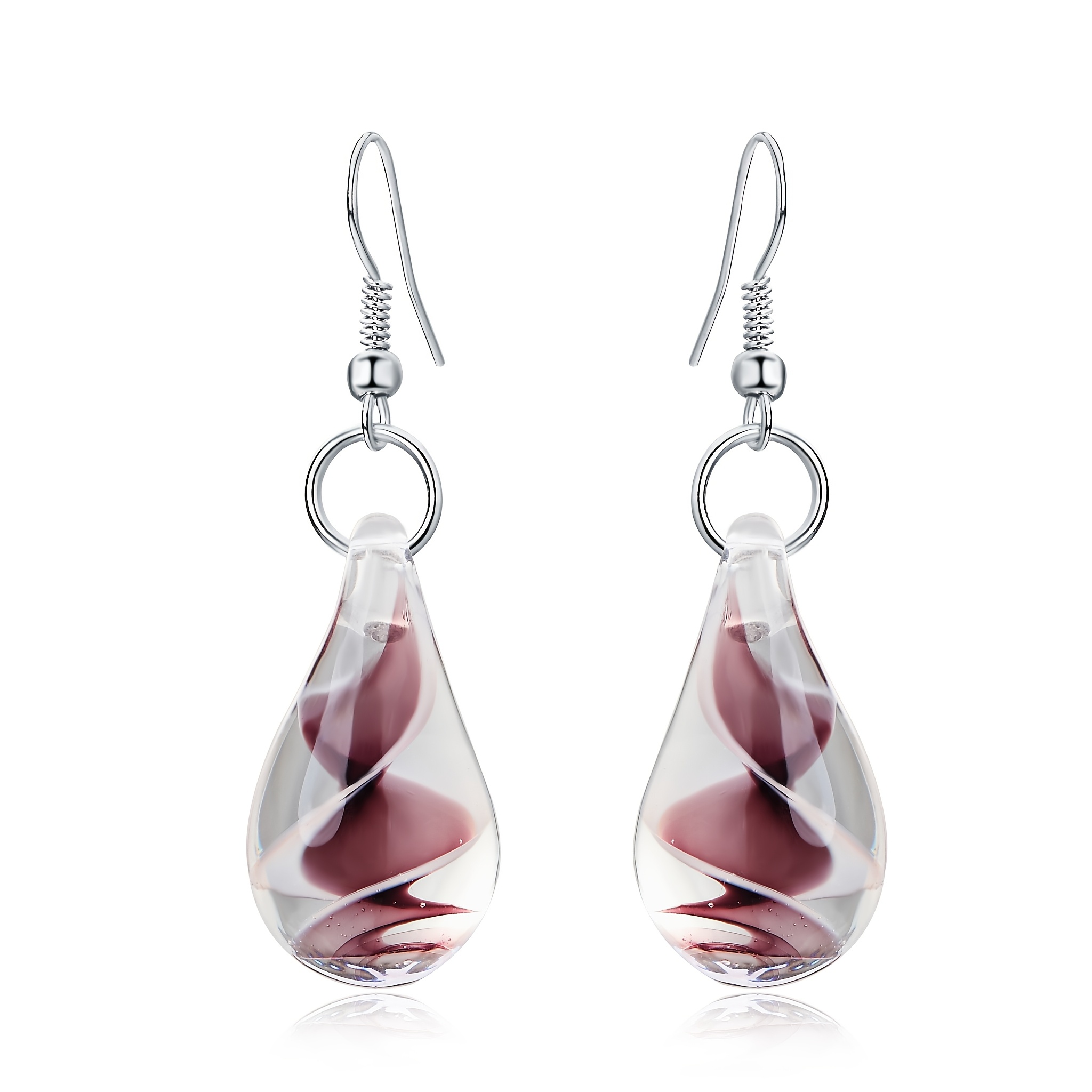 Women's Creative Glass Teardrop Pendant Earrings