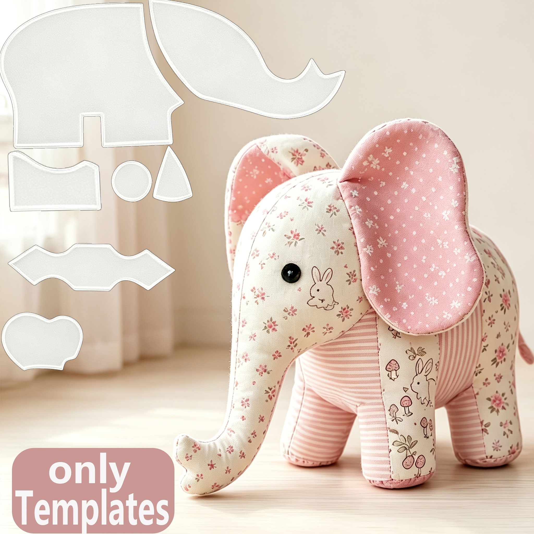 TEMU Memory Elephant Pet Sewing Template Set, 10 Inch Reusable Plastic Quilting Template, Handmade Cloth Elephant Doll Making Kit For Beginner Craft