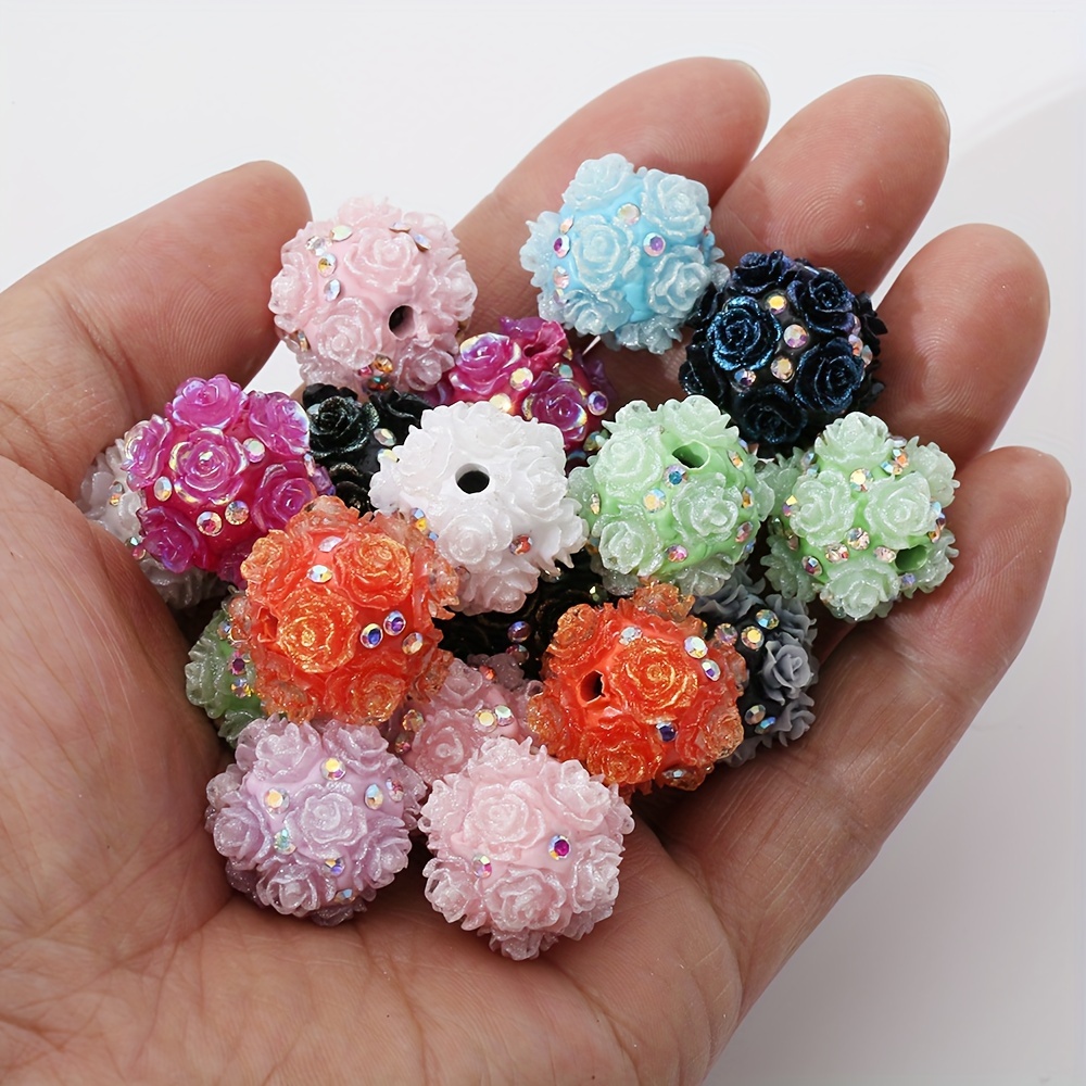 

5-pack Handcrafted Nepalese Rose Flower Beads With Rhinestones - Diy Jewelry Making Kit For Bracelets, Necklaces, Phone Charms & Car Accessories Charms For Jewelry Making Beads For Jewelry Making