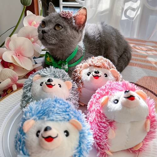 pet plush toy cute hedgehog for cats and dogs random color 1pc