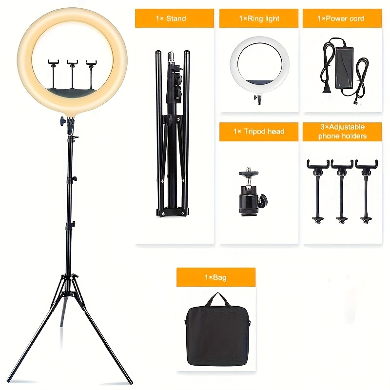 18-inch Ring Light Set - Tripod, RGB, 3