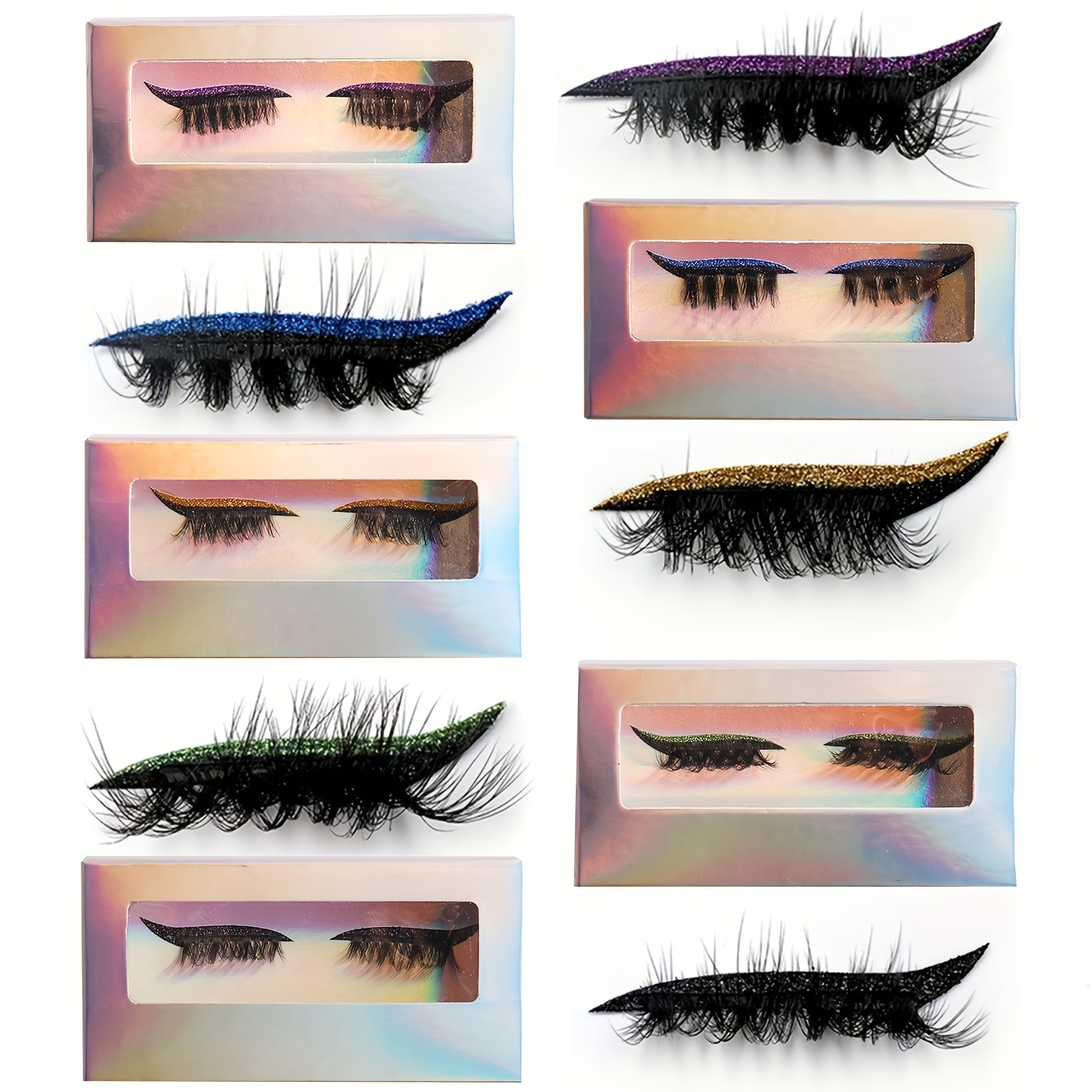 

5 -adhesive False Eyelashes Set - & , & Fluffy Mixed , C , -length, Reusable - & Eye Makeup For Halloween