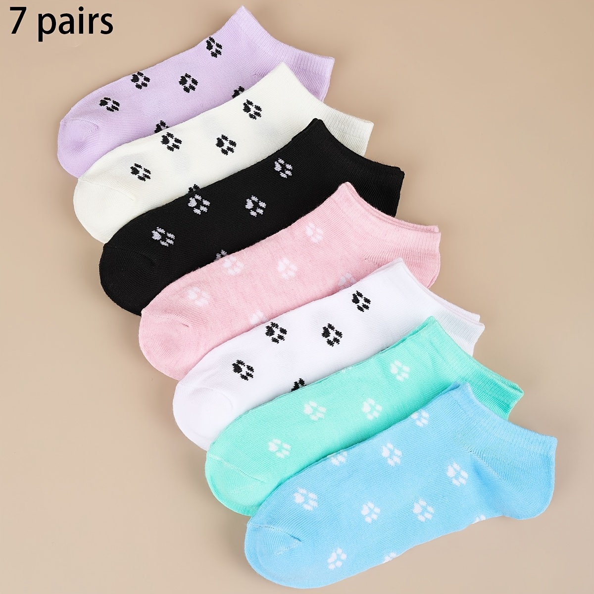 Image of 7 Pairs Of Printed Women's Socks - Cute, Fashionable, And Comfortable Casual Socks For