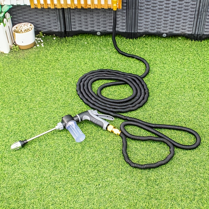 TEMU High-pressure Water Hose With Long-handled Spray Nozzle, Horticultural Water Gun With High-pressure Cleaning Gun, Equipped With Foam Bottle And