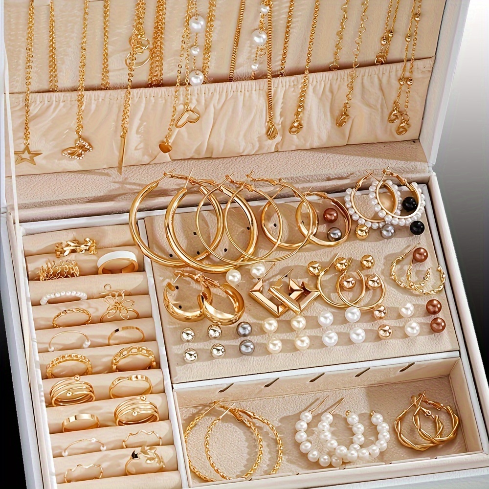 E-shop 86-teiliges Mode-Schmuckset, Vintage-Böhmischer Stil, Kunstperlen und Zinklegierung, Mehrteiliges Set, Geeignet für und Party, Halloween-Thema,