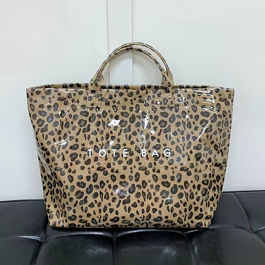 TEMU Large-capacity Transparent Pvc Tote Bag Suitable For College Students, Slouchy Retro Street Style With Hook-and-loop Closure, Neutral Jelly