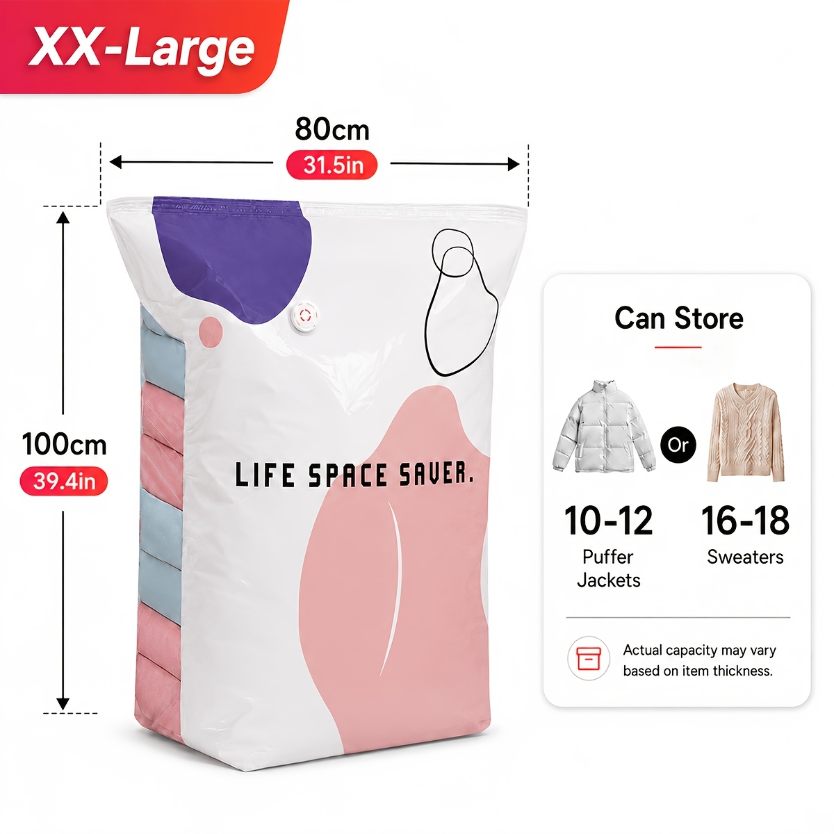 TEMU Sacs de Rangement Compressibles Pompe, Sacs de Place Réutilisables Vide pour Vêtements, Couettes, Couvre-lits et Literie, Organisateur de Voyage