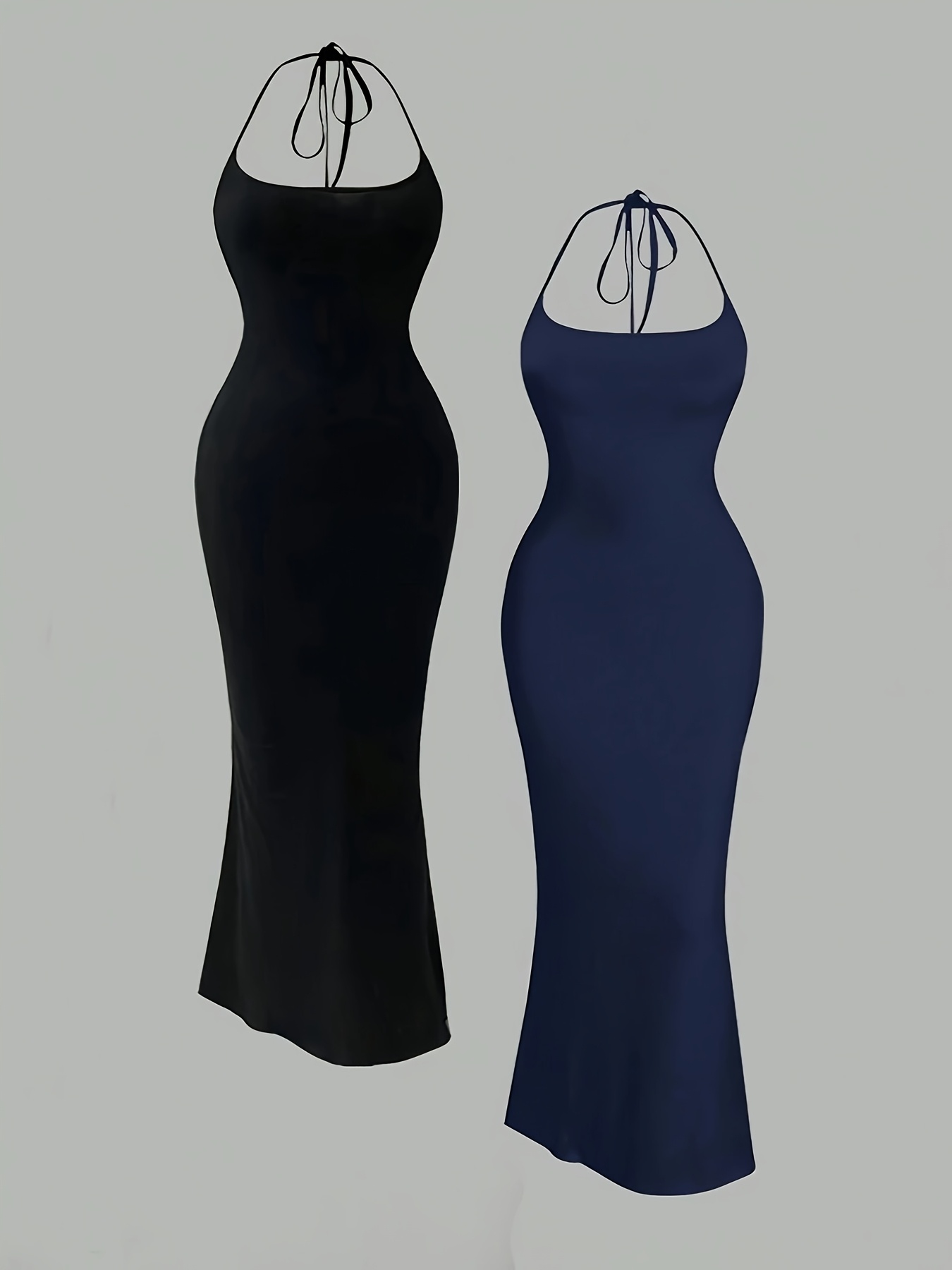 black mermaid bodycon dress Zapaka Women Black Tie Dress Halter Mermaid Backless Bodycon Long Evening  Dress – ZAPAKA main image 1