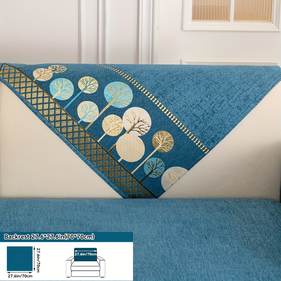 TEMU 1pc Housse de Canapé Bohème Épaisse en Chenille Antidérapante avec Motif d'Arbre - , Protectrice de Canapé pour Animaux pour Salon, Chambre,