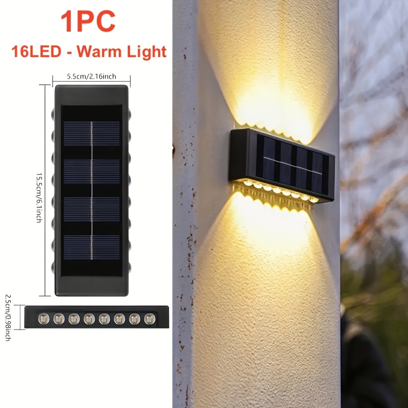 E-shop 16 LED Solarleuchten für den Außenbereich, Gartenstraßen-Balkon-Dekoration, Wandleuchten, geeignet für moderne Villenlandschaften, Gehwege und