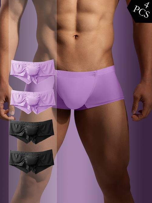 4-pack heren boxershorts in met zak - ademend middelmatig rekbaar stof, zacht lichtbeige ondergoed voor dagelijks gebruik, en (blauw, lichtgroen, donkergroen), comfortabel ondergoed, moderne ontwerp, duurzame constructie, medium elasticiteit