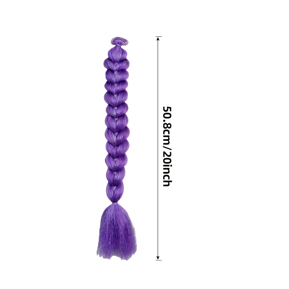 E-shop 20-Zoll Verlängerte Gradient Lila Geflochtene Perücke | Hochtemperaturfaser, Flauschiges Schwanzdesign, für Anime Bösewichte & Fantasy Cosplay,