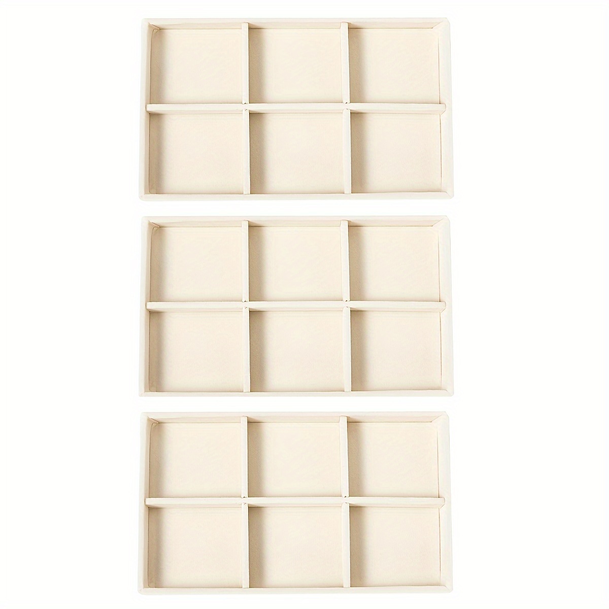 TEMU 6-compartment Velvet Jewelry Display Tray For Rings, Earrings, Bracelets, Necklaces, And Cufflinks Storage Box Set Of 3pcs, Jewelry Trays
