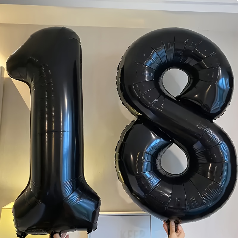 Image of Size Set, 2pcs Of 32-inch Polyester Film Helium Balloons For 18th Birthday Party, Anniversary And Celebration Decorations, Suitable For Teenagers And Adults