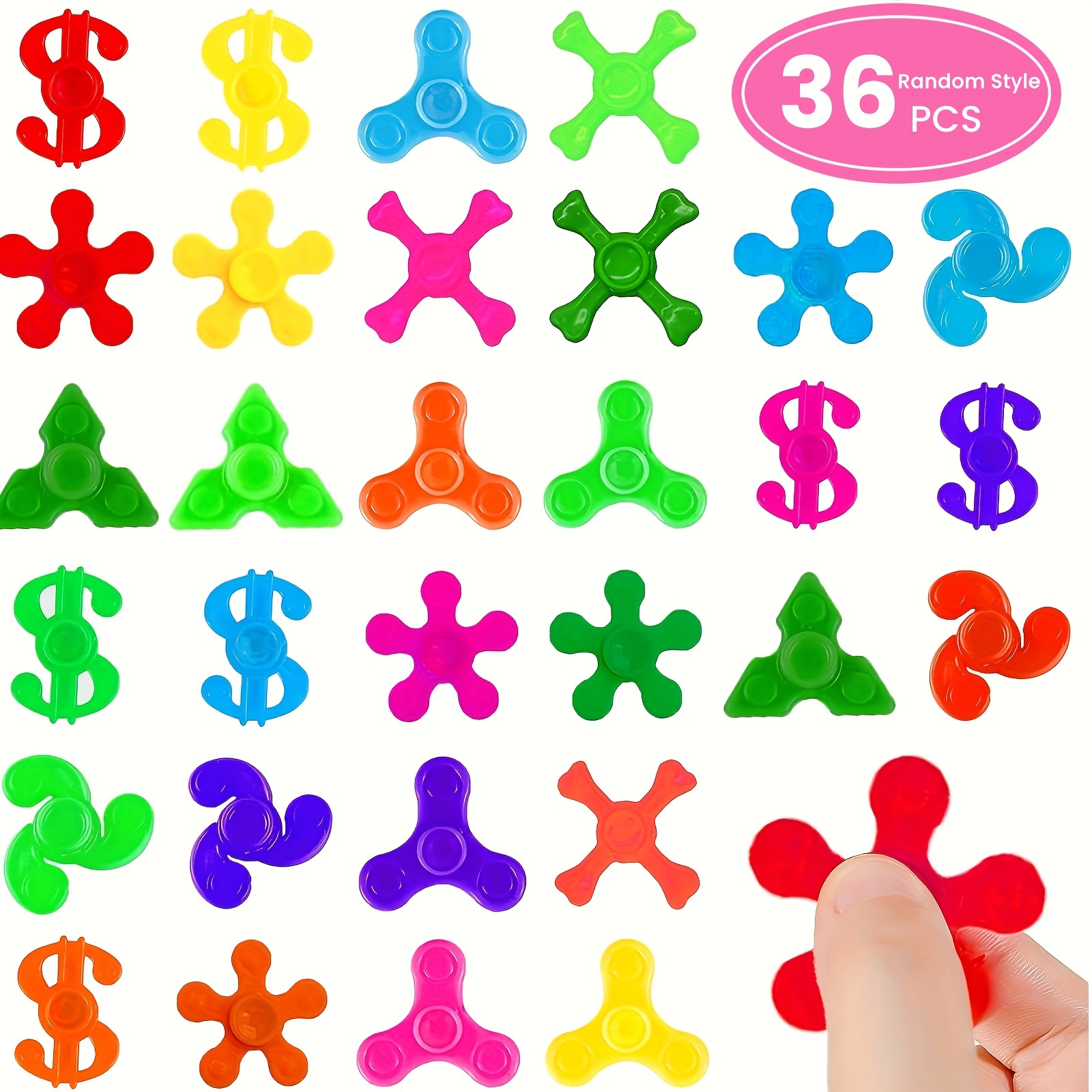 

Pack Of 36, Colored Plastic Fidget Spinners, Random Style And Color