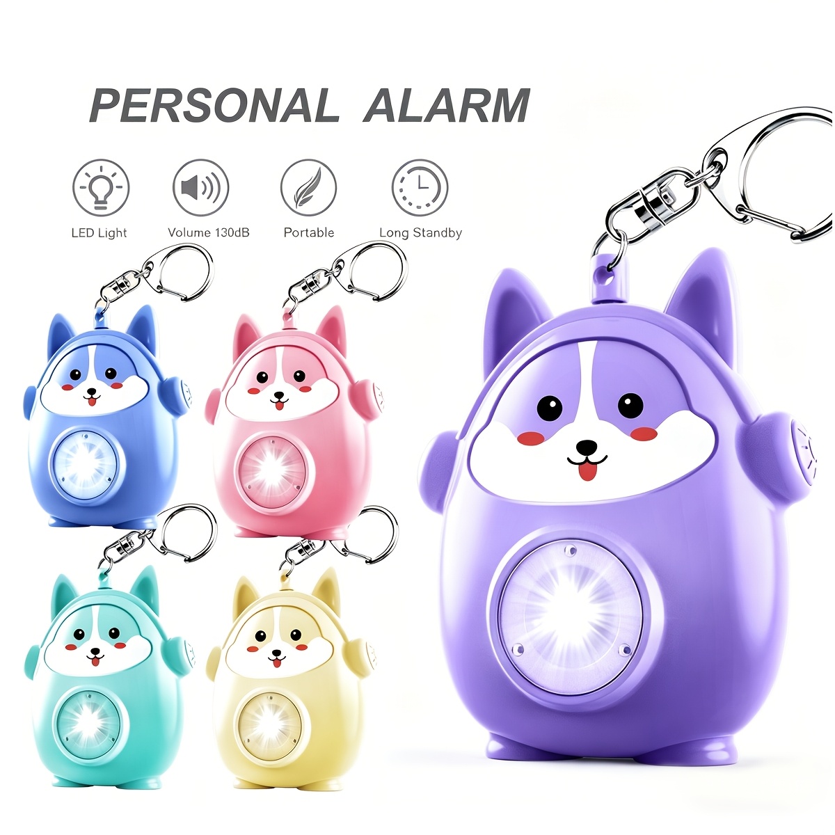 130Db Personal Alarm for Women with LED Light Safety Keychain for Women Portable Pendant Suitable for Women Men And The Elderly