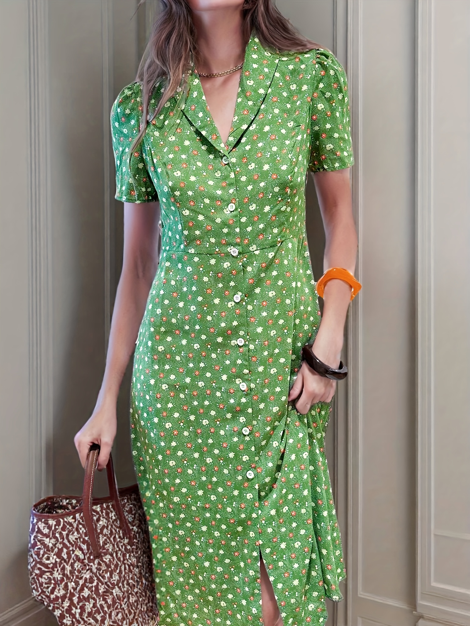 green dress summer elegant romantic style small - Temu Mauritius