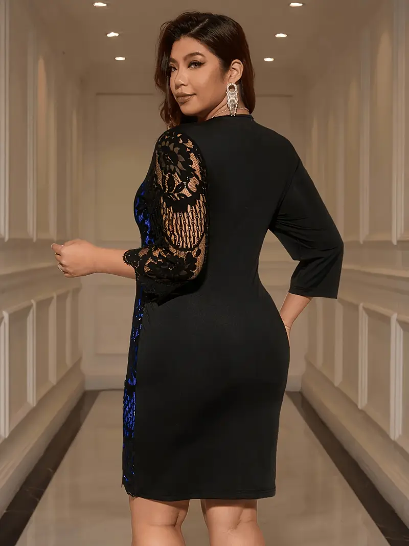 plus size lace bodycon dress Soprano Trendy Plus Size Ruffled Lace Bodycon Dress
