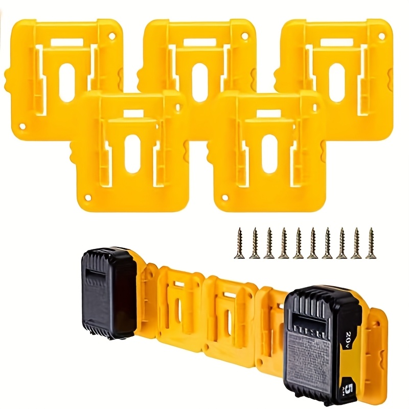 

5 Plastic Battery Holder Brackets For Storing Dewalt 18v / 20v Dcb200-dcb204 Bases, Made From Abs , Wall-mounted Brackets, Tool Organization Accessories, Utility Racks