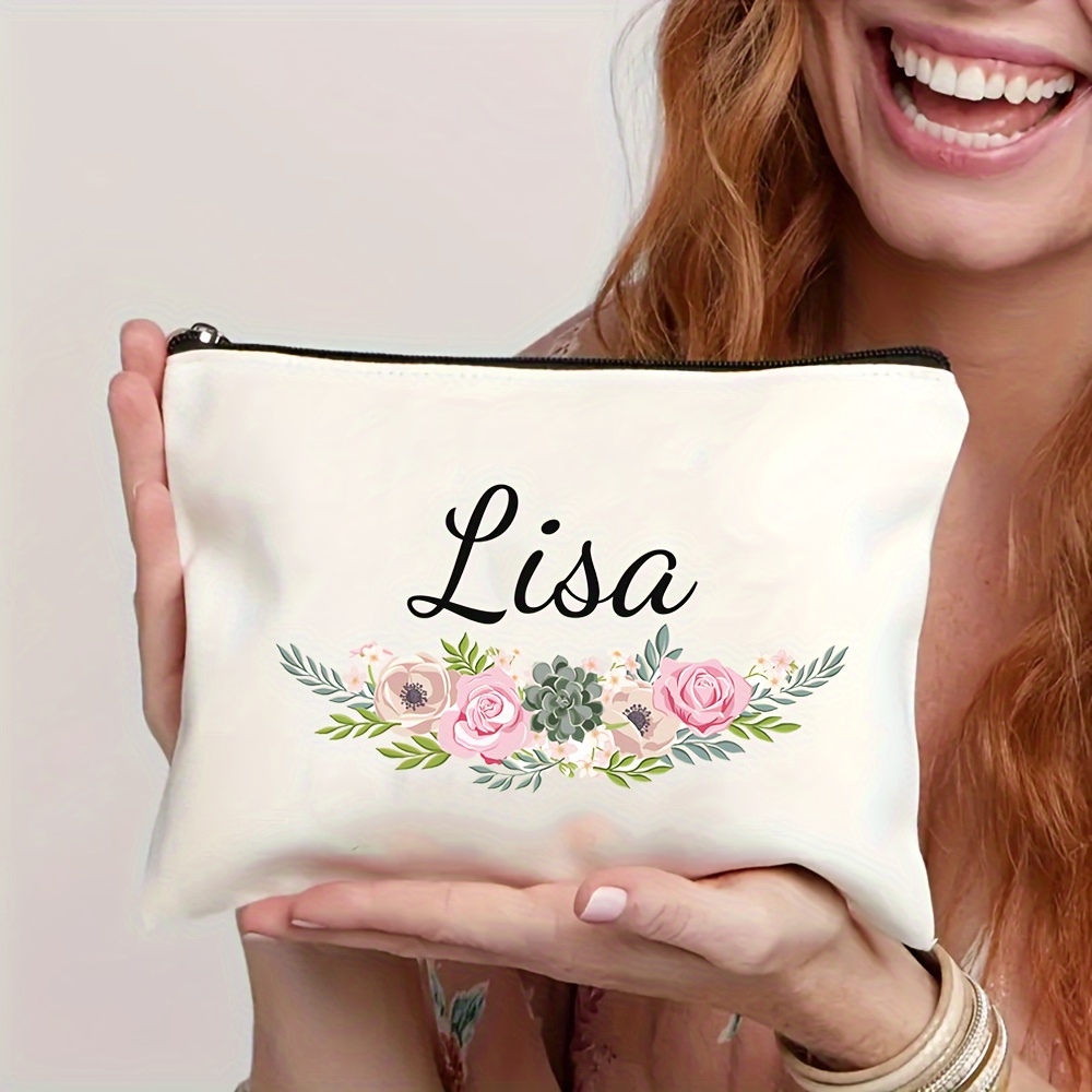 

Personalized Name Beautiful Cosmetic Bag - Handbag - Wash Bag - Pen Bag - Gift Bag, For , Daughters, , Teachers , Must-have Items For Graduation Season, And Other Festivals