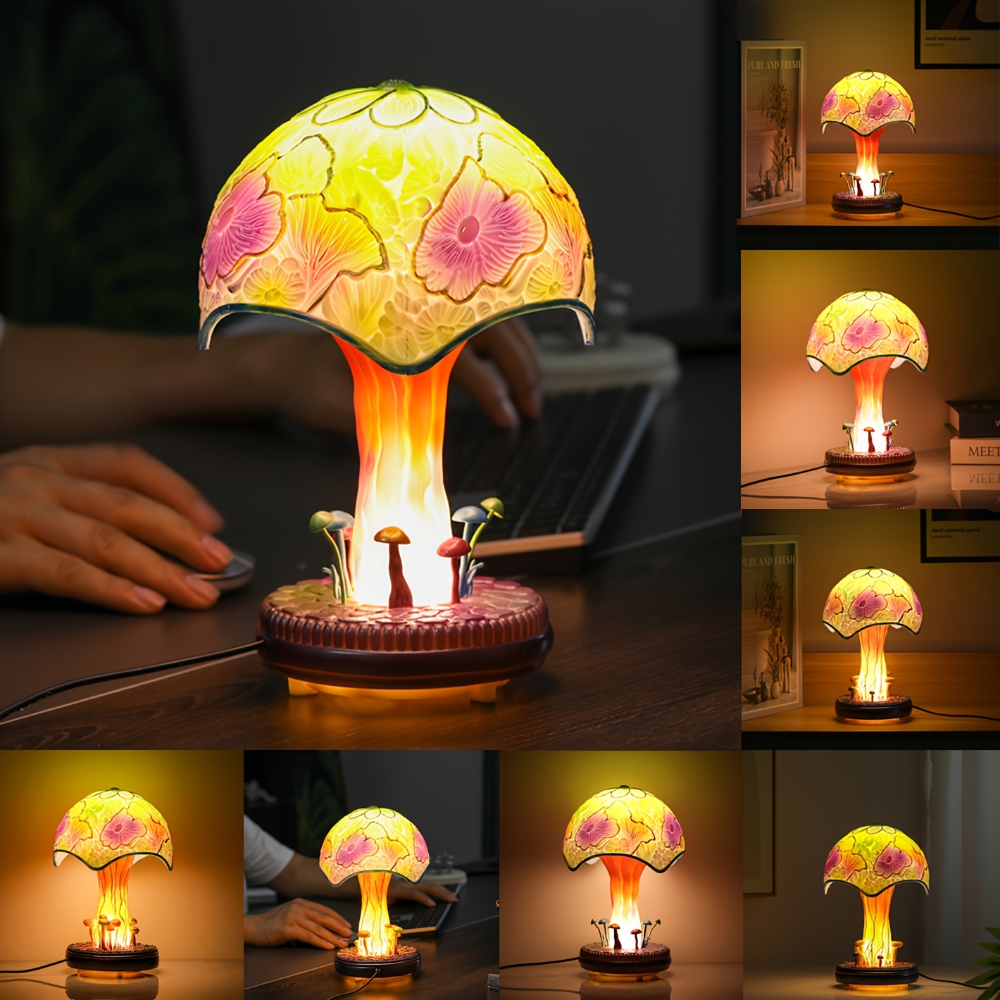 

Mushroom Lamp, Resin Artwork Mushroom Dark Decoration, Household Light Bulb Decoration, Abstract Decorations, Room Decoration Gothic Holiday Visiting Gift