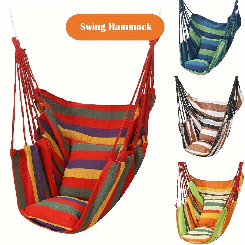 

1pc Outdoor Hammock Chair, Canvas Leisure Swing Hanging 1pc Outdoor Hammock Chair, Canvas Leisure Swing Hanging Chair, Without Pillow An, Without Pillow (red)