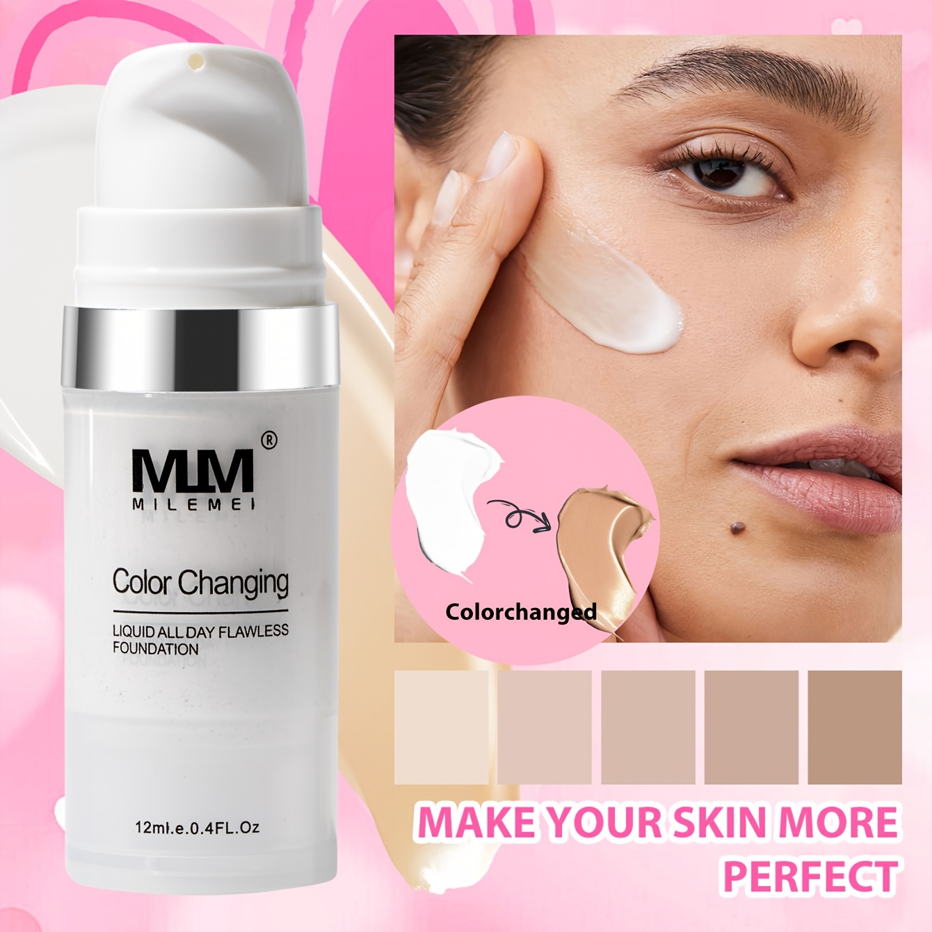 3pcs (Buy 2 Get 1 Free) Color-Changing Liquid Foundation for All Light Types - Natural Matte, Waterproof, Oil Control, Long-Lasting, Gentle, Non-Irritating, Strong Coverage, Suitable For Women And Men'S Use Of Moisturizing Bb Cream | Travel Size