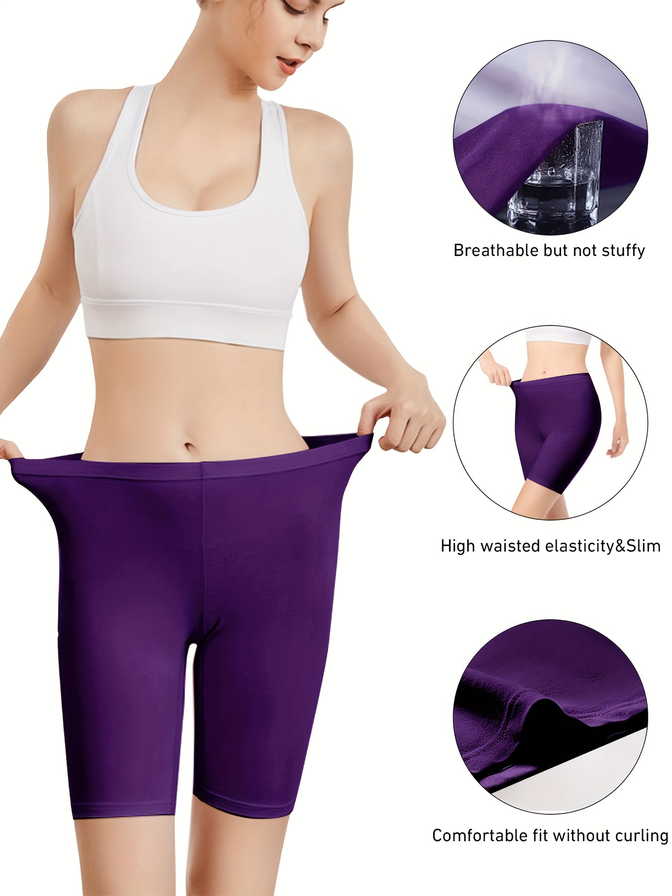 Women's Sports Shapewear Bottoms, Plus Size Solid Elastic Waist Anti  Chafing Seamless Yoga Biker Shorts, Shop On Temu And Start Saving