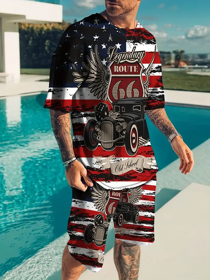 2 mens summer outfit set car 3d print mens t s set details 1