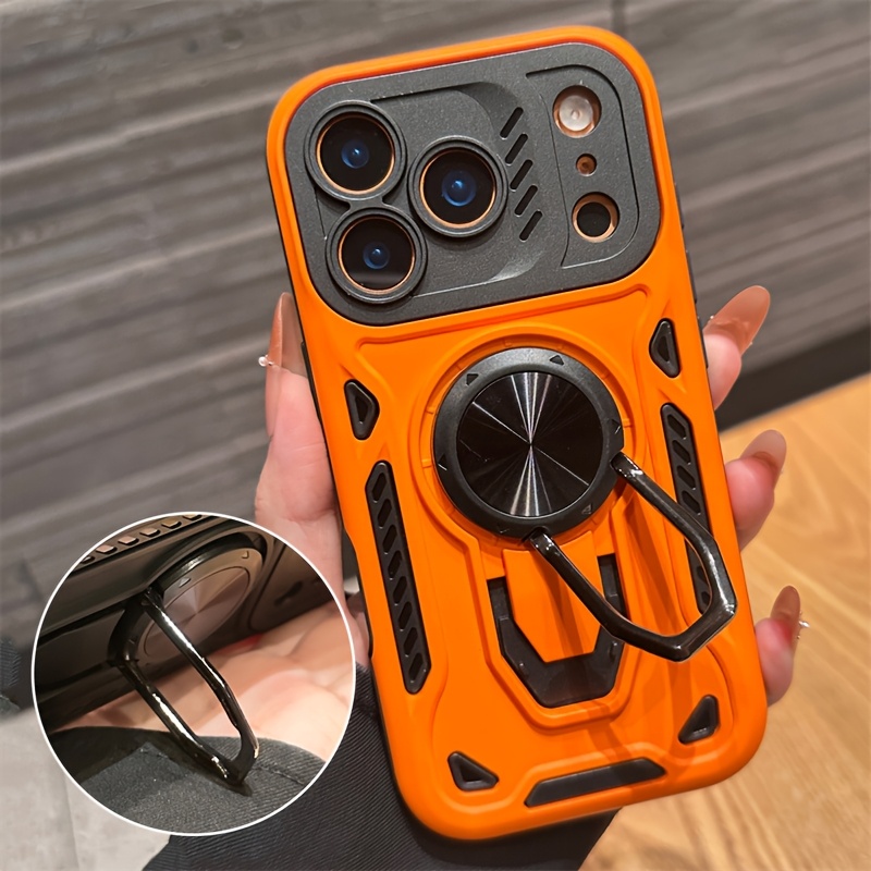 E-shop 2-in-1 Schwerlast-Hybrid Stoßfestes 360° Ring-Ständer Schockabsorbierendes Handyhülle für iPhone 17Promax 17Pro 17 16Promax 15 14 Plus 13 12 Pro