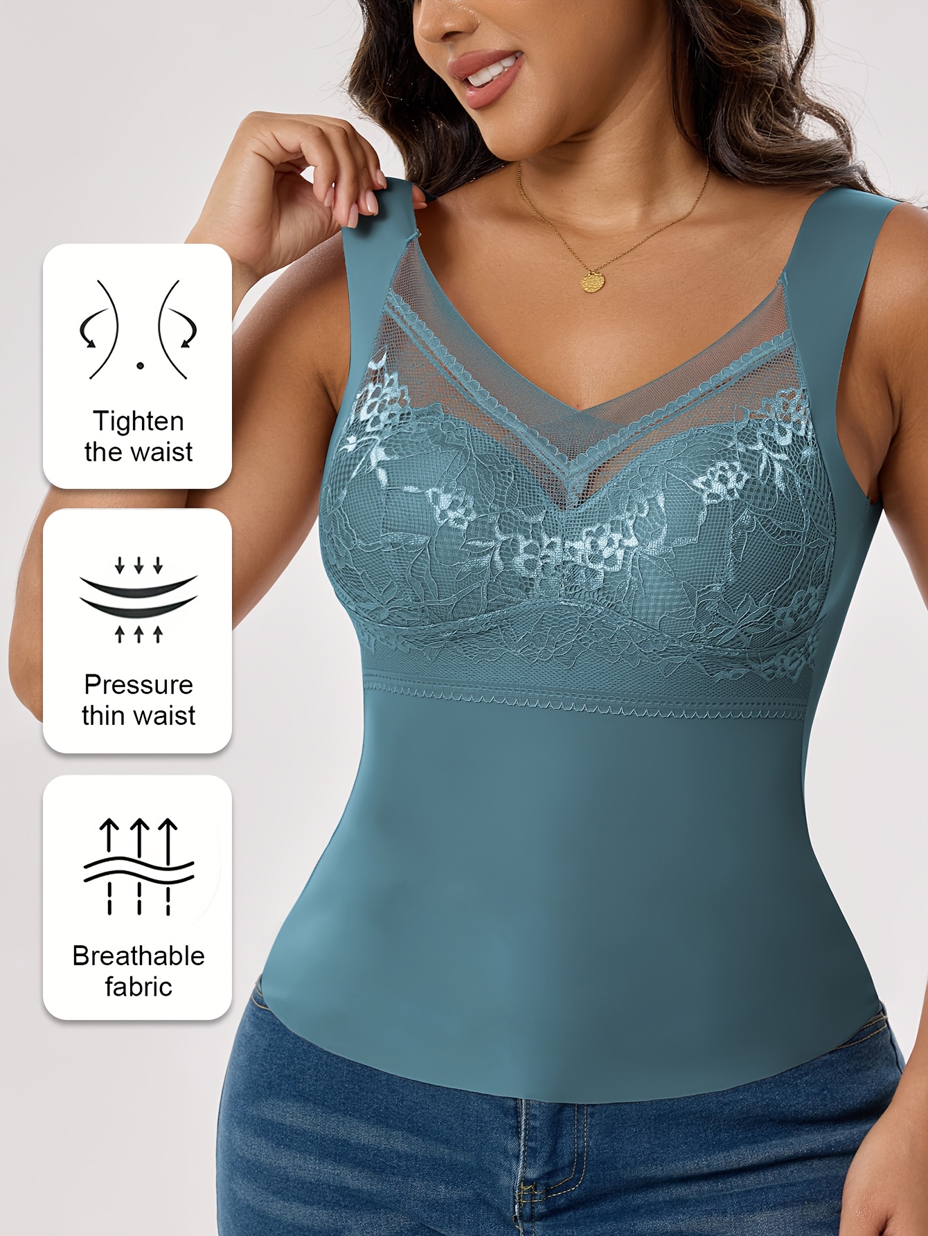 1pc seamless womens vest with built in bra lace fixed cup base shirt long   moisture wicking and breathable