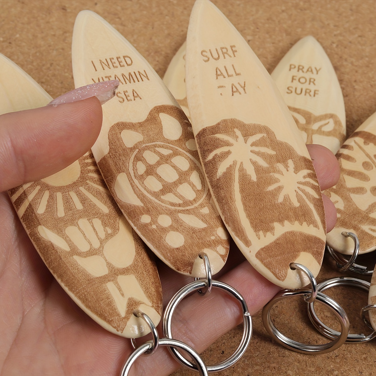 a set wooden surfboard keychains fun key chains beach party Temu