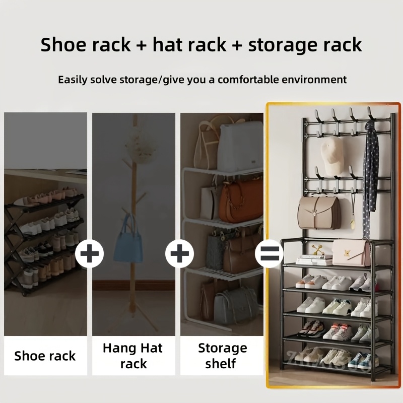 4-5 Tier Shoe Rack - Space-Saving, Easy Assembly, Durable Design for Entryway And Bedroom, Minimalist Style, Efficient Sneaker Storage, Shoe Storage Solution | Modern Shoe Rack | Durable Construction, Dorm Entrance Storage Rack for Shoes And Hats