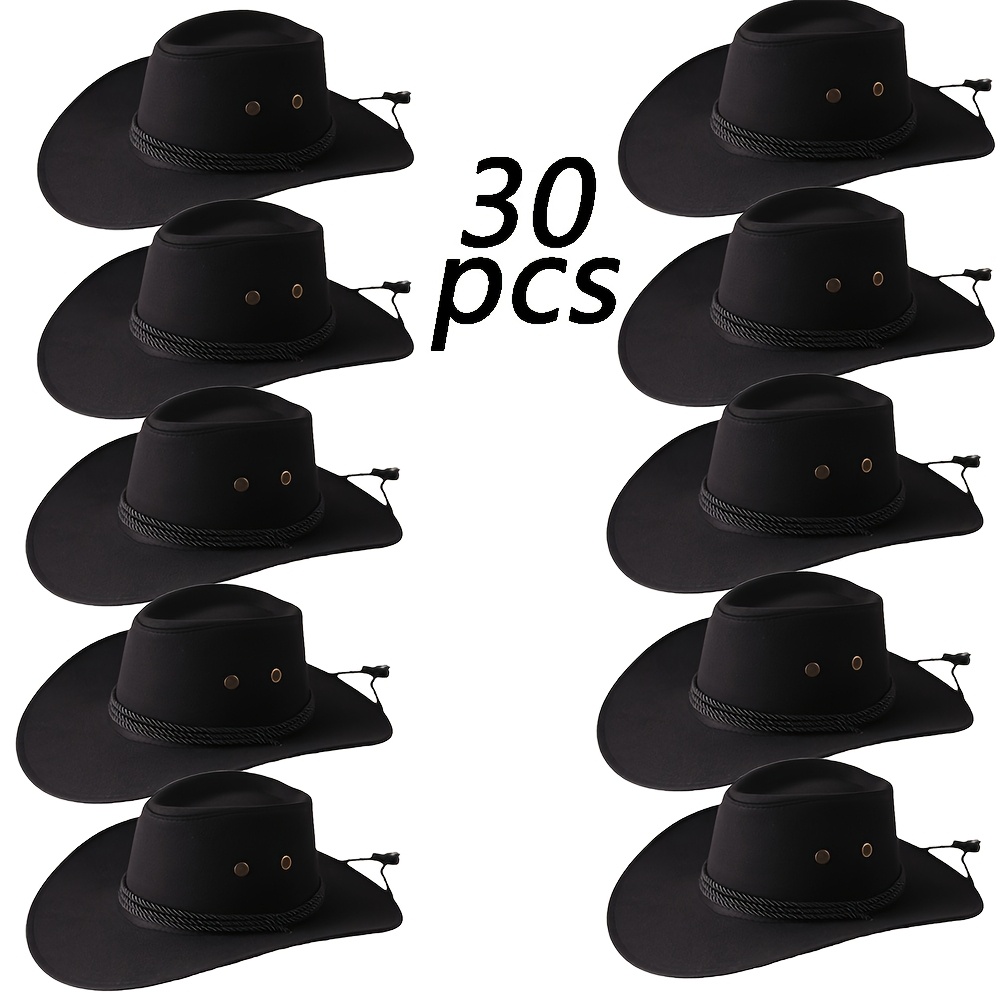 TEMU 30pcs Of Men's Vintage Denim Hats, Solid Color Wide-brim Breathable Hats, Lightweight And Durable, Suitable For Outdoor Activities, Festivals,