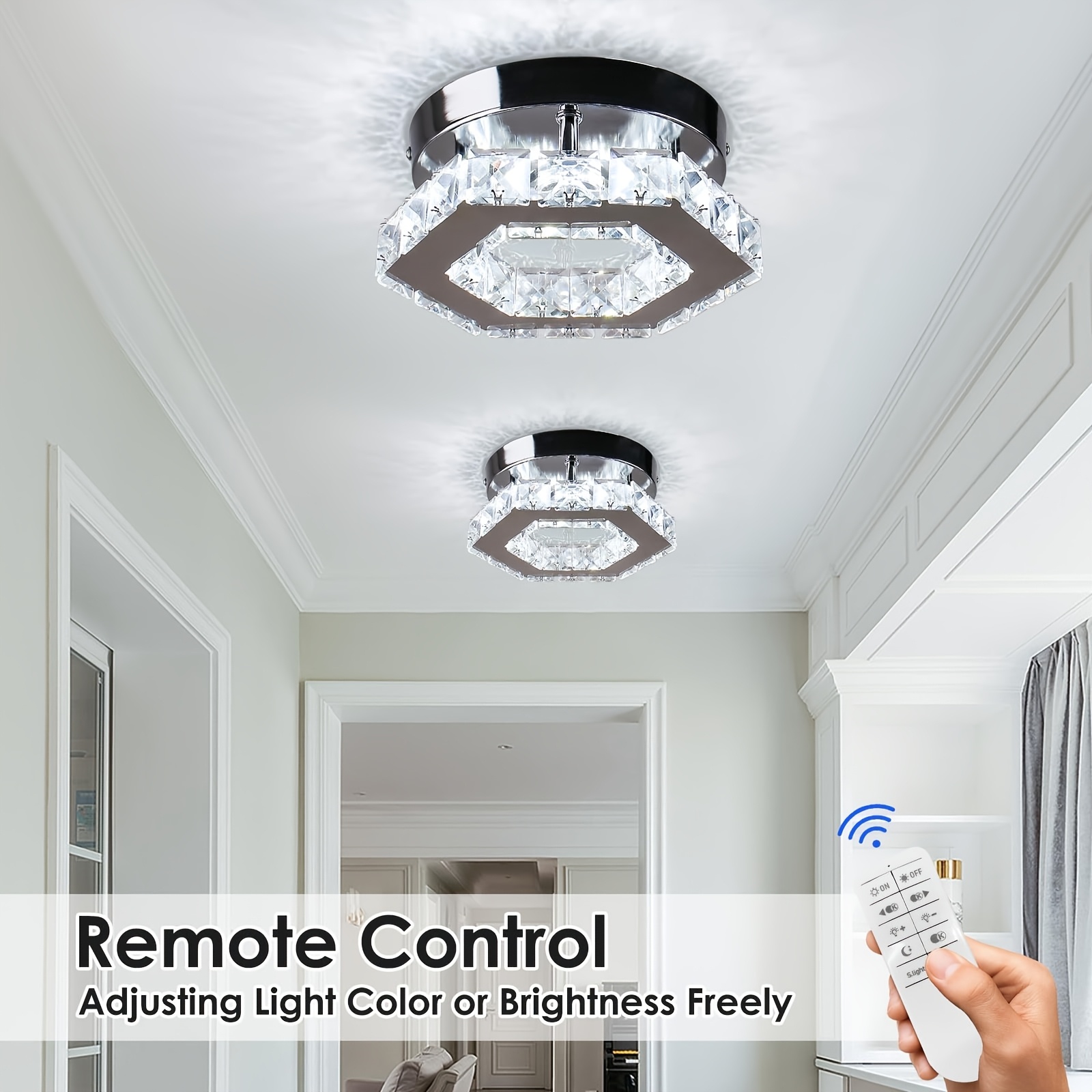 modern crystal led ceiling light chandelier flush mount lamp