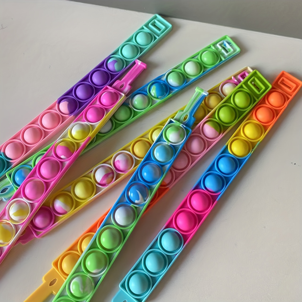 Colorful Silicone Bubble Fidget Wristbands for Stress Relief, Kids & Party