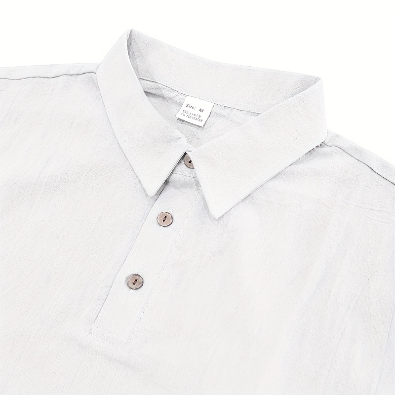 Men's Linen Short Sleeve Shorts Set, Summer Outdoor Sports Casual Breathable Short Sleeve Shirt with Shorts
