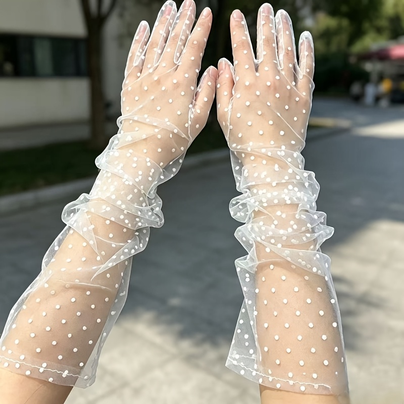 Tulle Long Gloves, Elegant Sheer Mesh