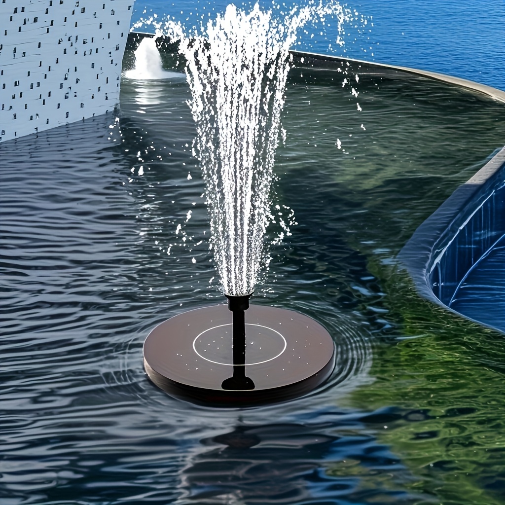 TEMU 1pc Solar-powered Automatic Fountain With 6 Nozzles, For Blue Bird Bath For Gardens, , Fish Tanks And Outdoor Use, Durable With Solar Panel For