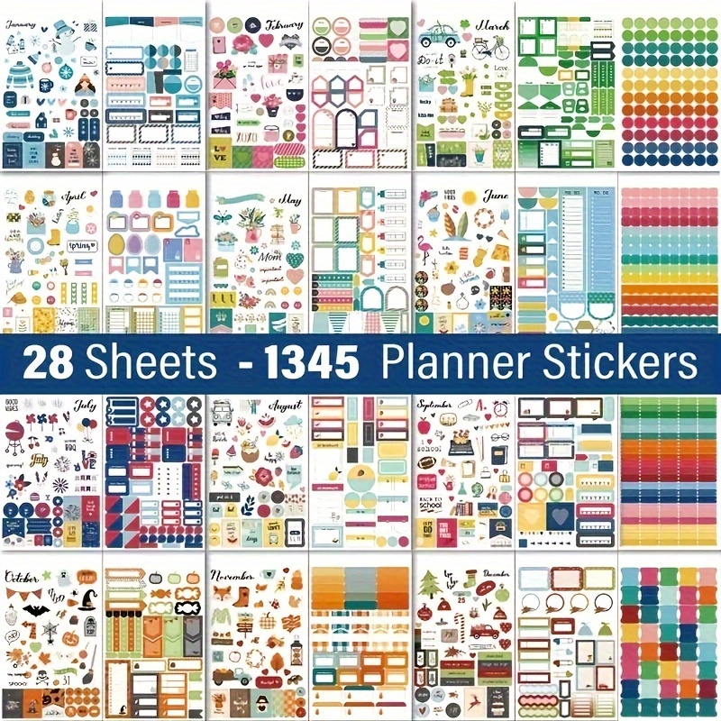 

1345pcs Planning Stickers Diary Planning Notes Marking Stickers Calendar Accessories