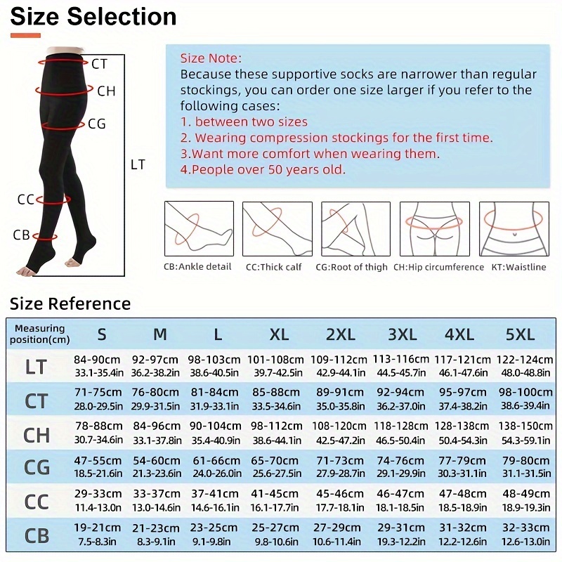Womens Plus Size Compression Pantyhose 15 21mmhg Graduated Support For  Varicose Veins Edema Open Toe Opaque Tight Stockings S 5xl - Sports &  Outdoors - Temu